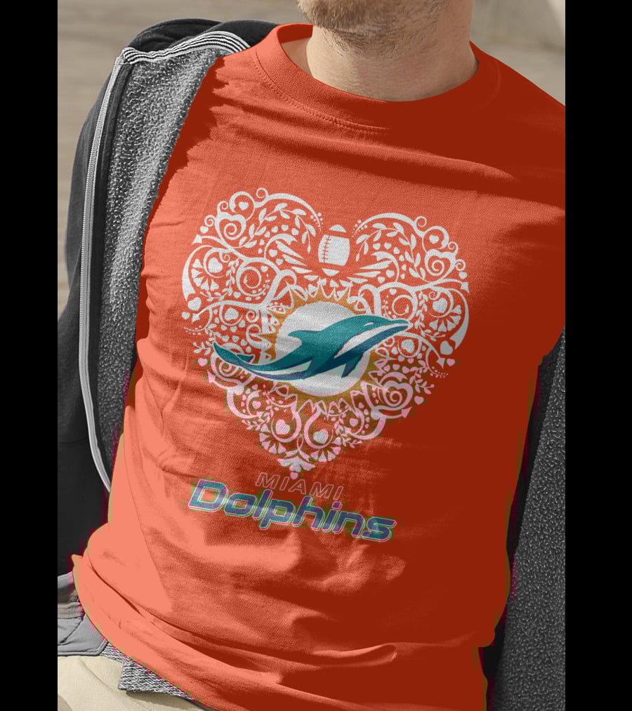 Love My Miami Dolphins Heart Football Theme T-Shirt