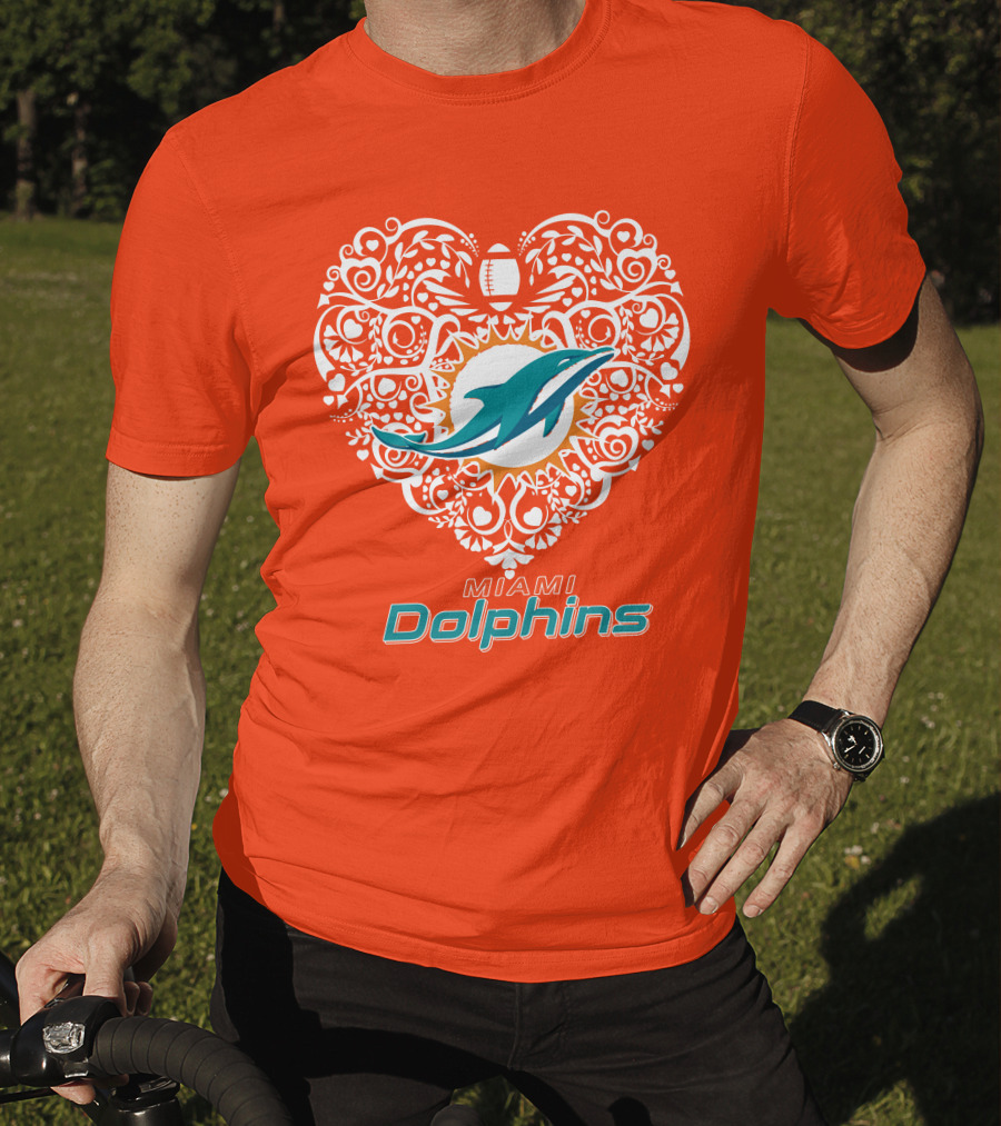 Love My Miami Dolphins Heart Football Theme T-Shirt