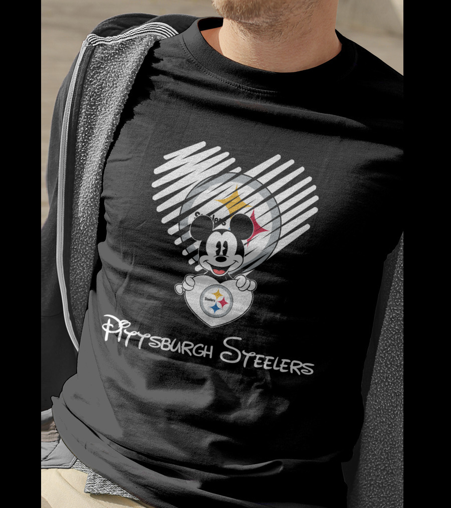 Pittsburgh Steelers Mickey Mouse Heart T-Shirt