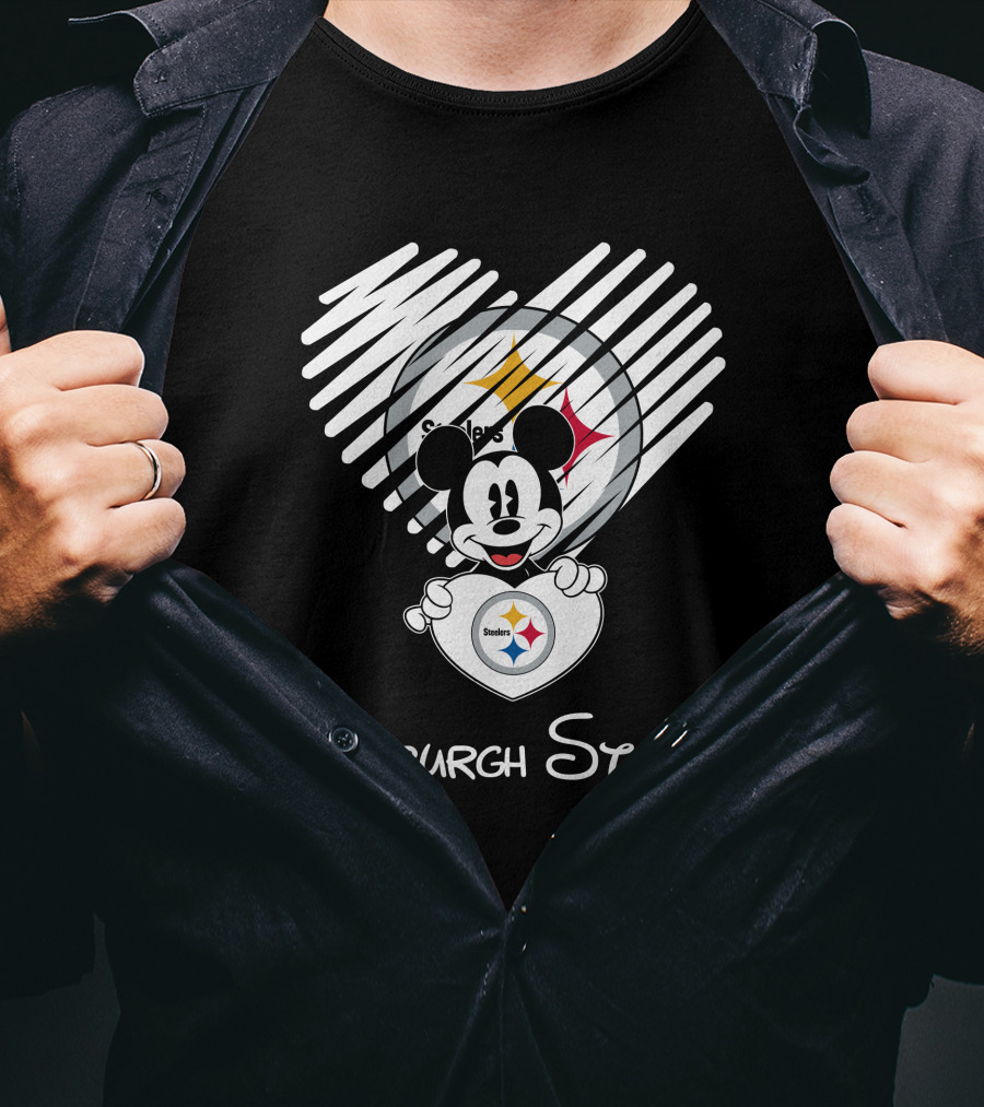 Pittsburgh Steelers Mickey Mouse Heart T-Shirt