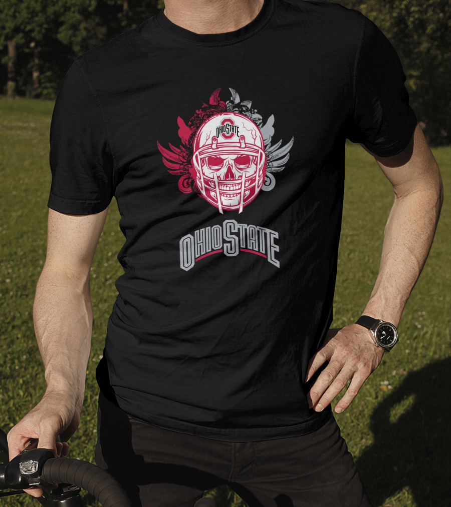 Ohio State Buckeyes Skull Helmet Art With Wings T-Shirt