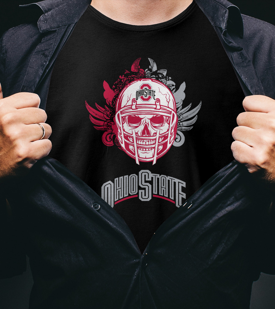 Ohio State Buckeyes Skull Helmet Art With Wings T-Shirt