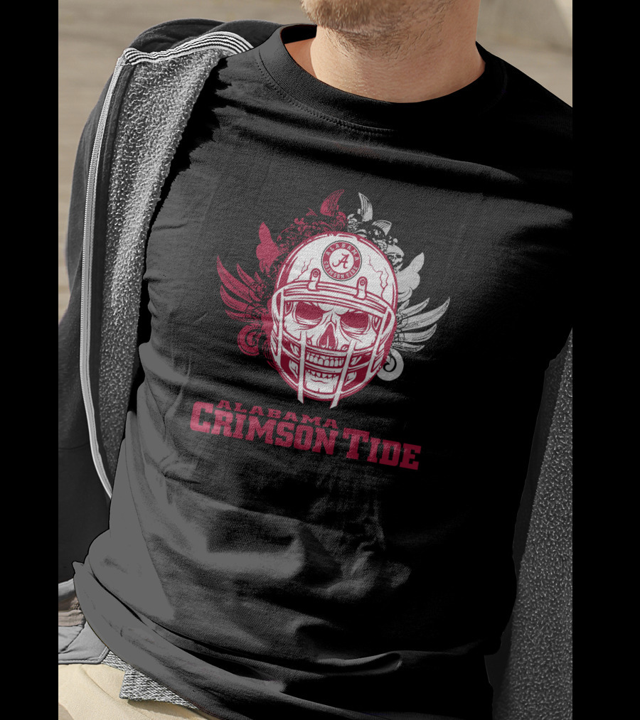 Alabama Crimson Tide Skull Football Helmet T-Shirt