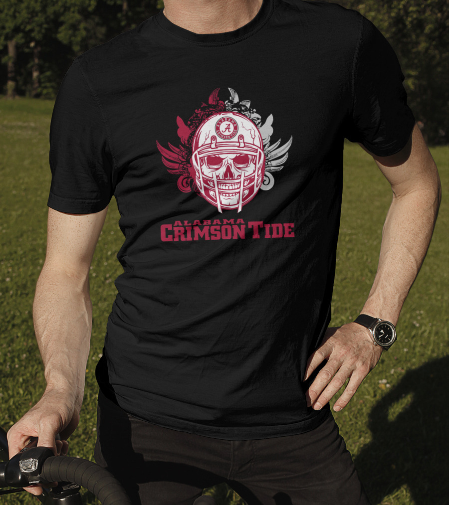 Alabama Crimson Tide Skull Football Helmet T-Shirt