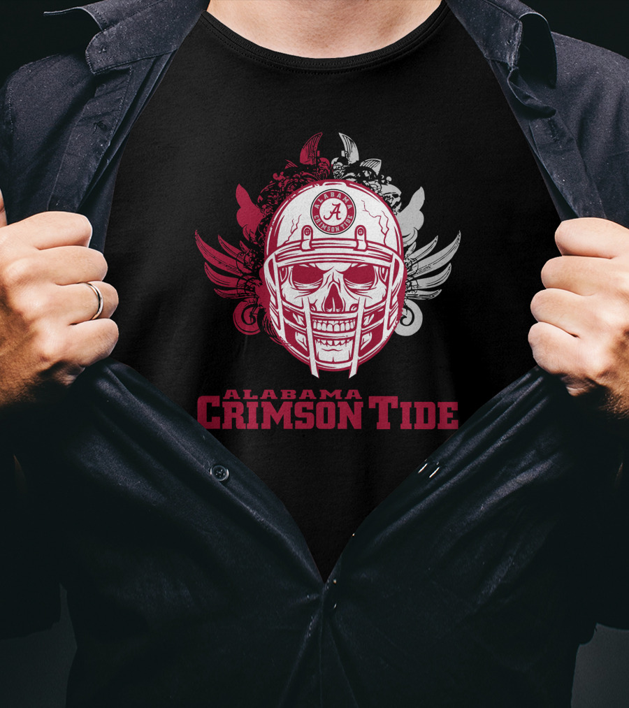 Alabama Crimson Tide Skull Football Helmet T-Shirt