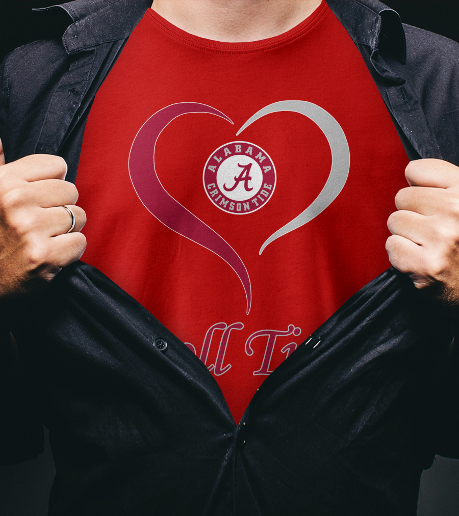 Alabama Crimson Tide Roll Tide Heart T-Shirt