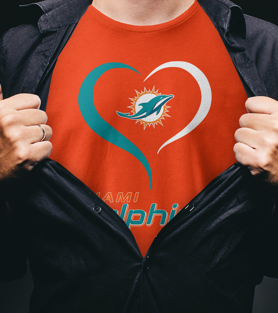 Miami Dolphins Heart T-Shirt