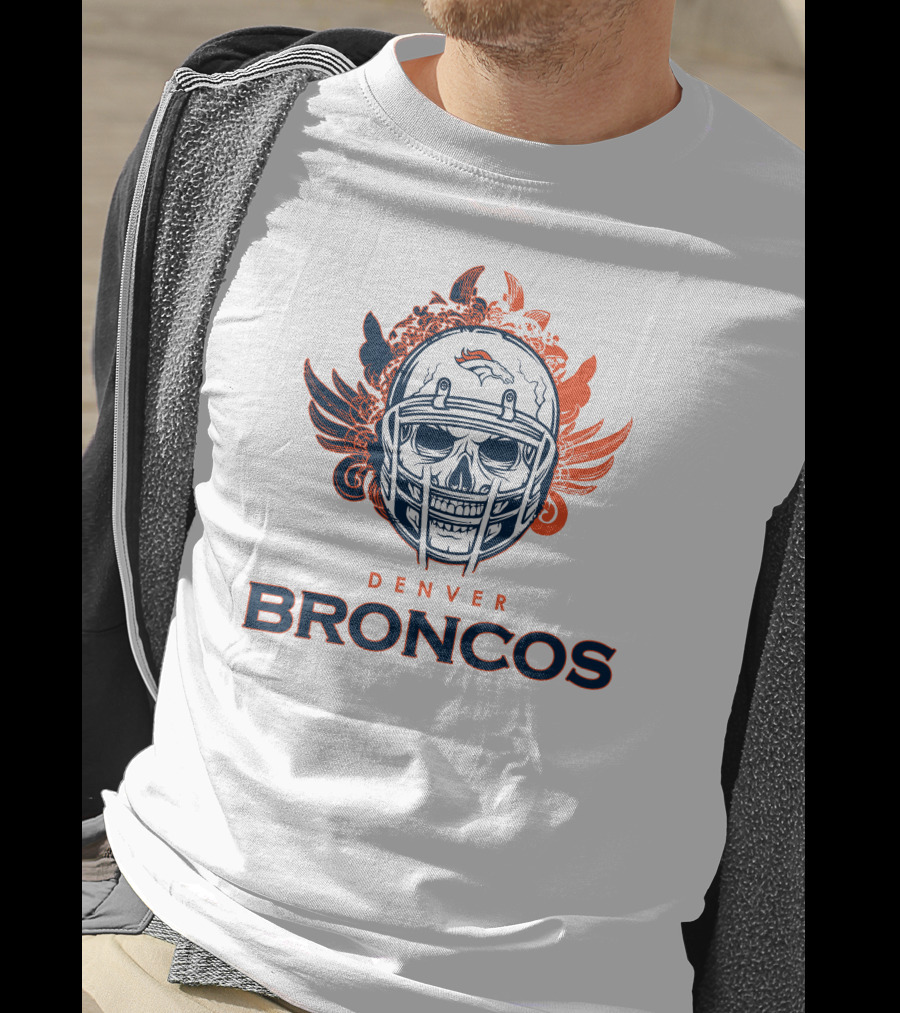 Denver Broncos Skull Helmet Wings T-Shirt