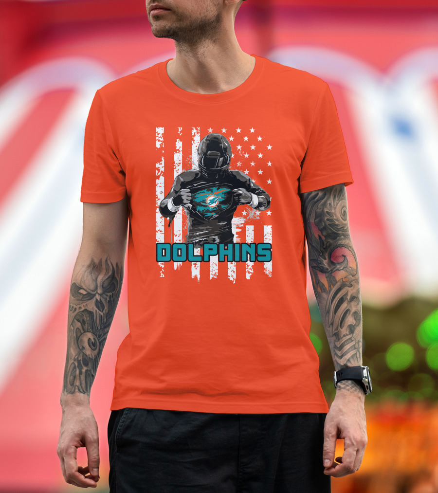 Dolphins Superhero Unveiling Miami Pride Flag T-Shirt