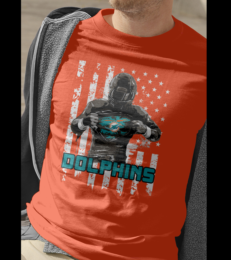 Dolphins Superhero Unveiling Miami Pride Flag T-Shirt
