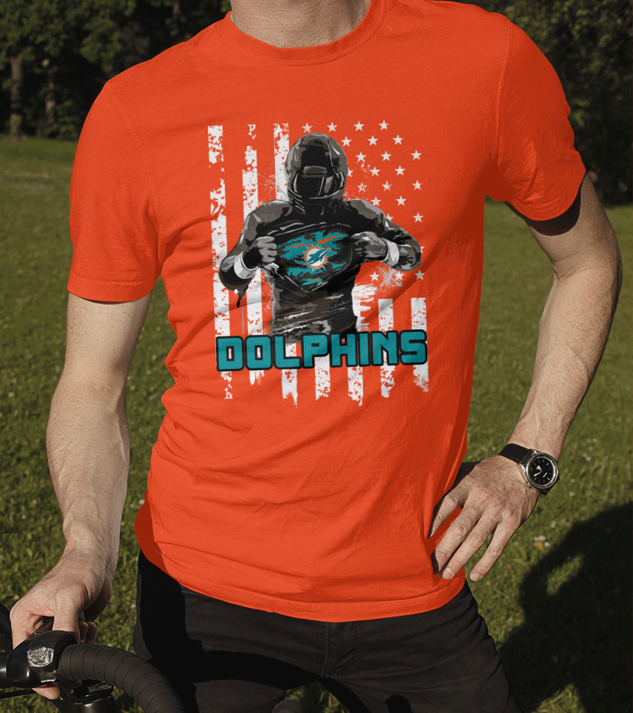 Dolphins Superhero Unveiling Miami Pride Flag T-Shirt