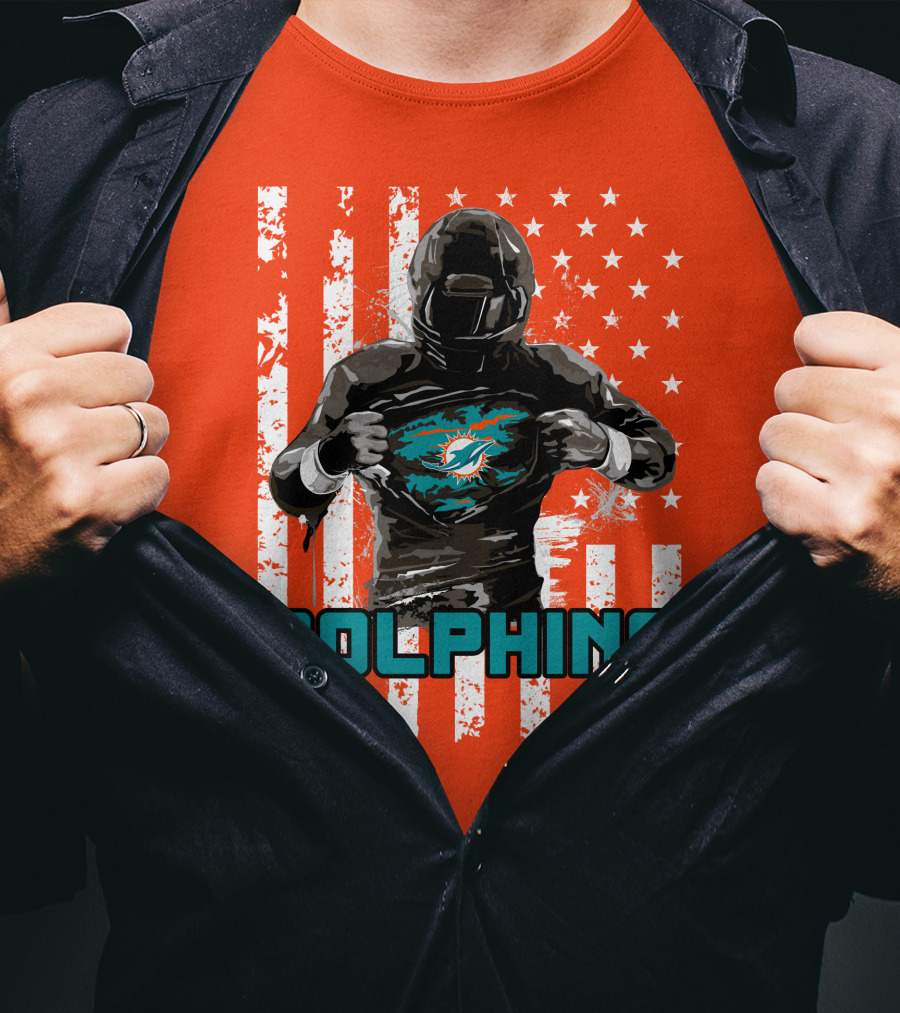 Dolphins Superhero Unveiling Miami Pride Flag T-Shirt