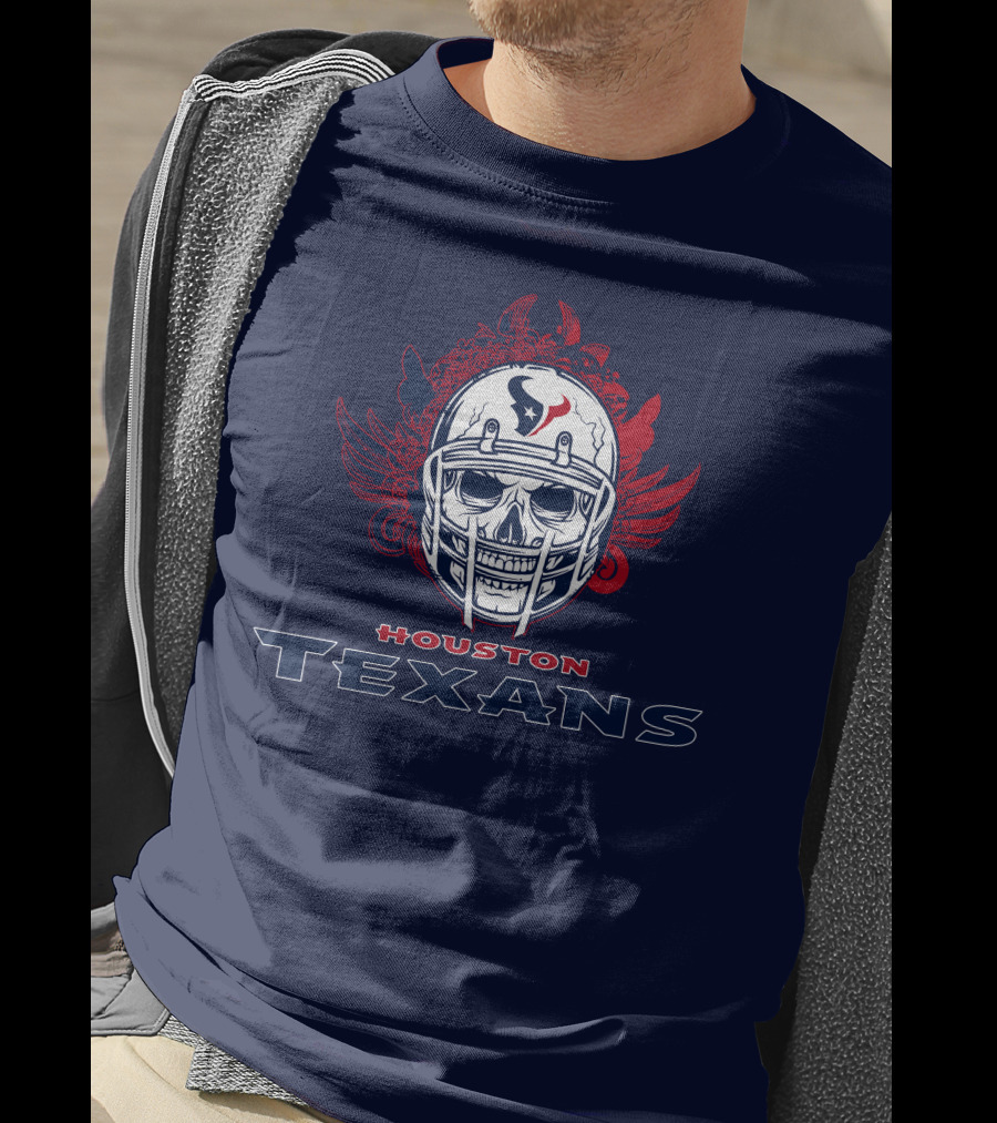 Houston Texans Skull Helmet Wings T-Shirt