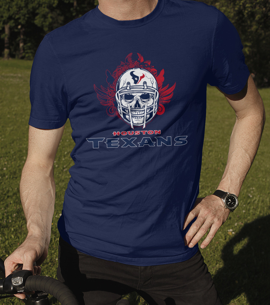 Houston Texans Skull Helmet Wings T-Shirt