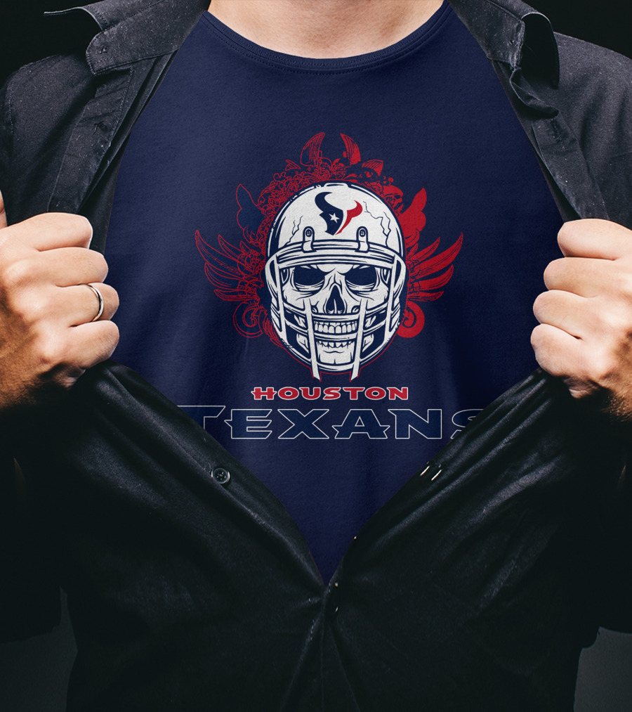 Houston Texans Skull Helmet Wings T-Shirt
