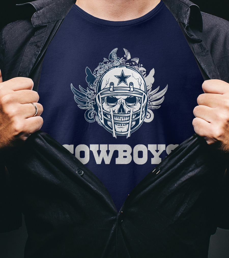 Cowboys Skull Helmet Star Wings T-Shirt