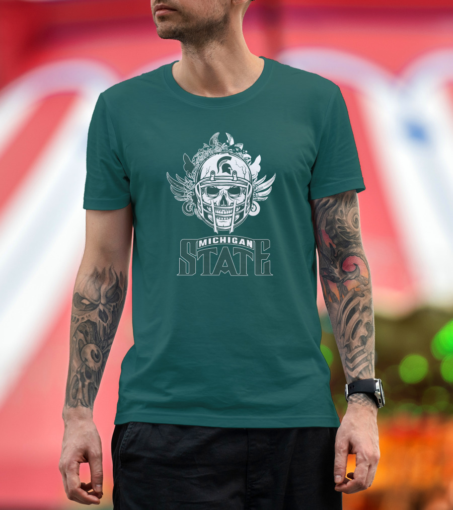 Michigan State Spartans Skull Helmet T-Shirt