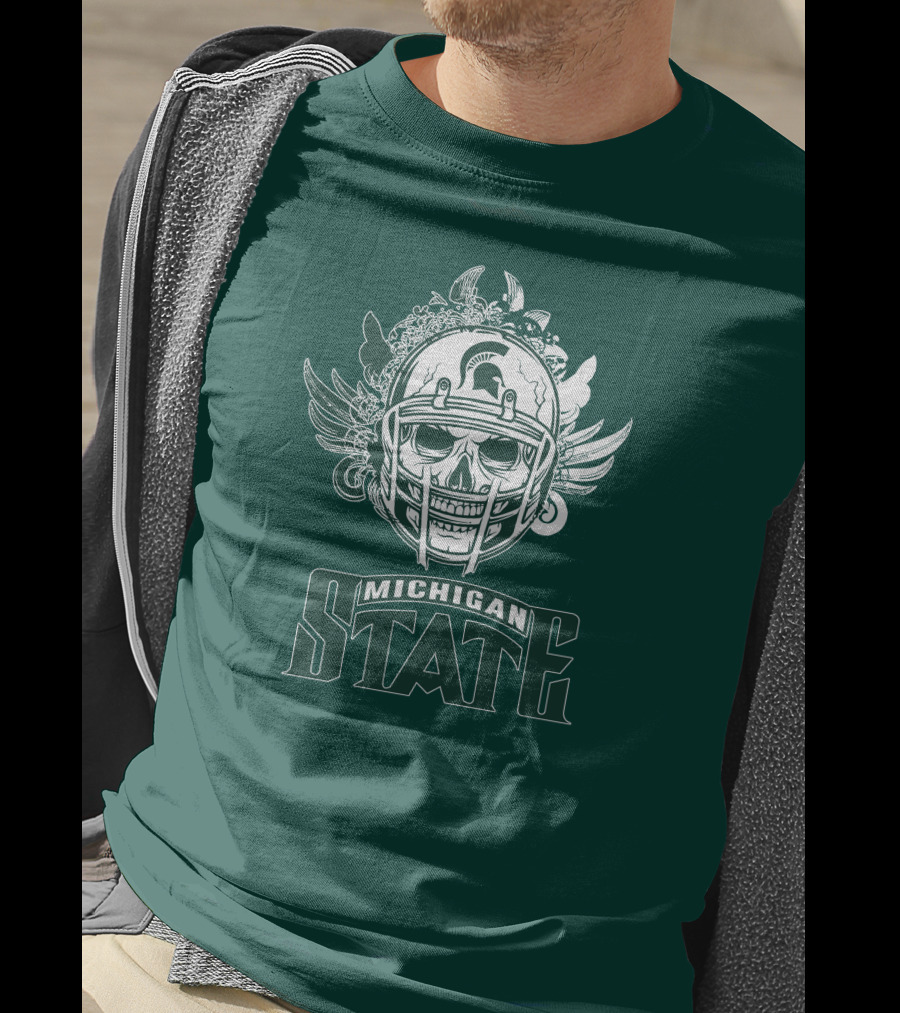 Michigan State Spartans Skull Helmet T-Shirt