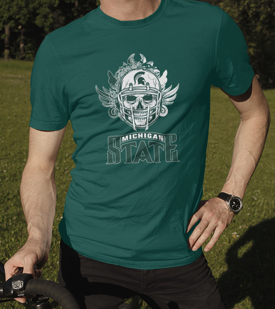 Michigan State Spartans Skull Helmet T-Shirt