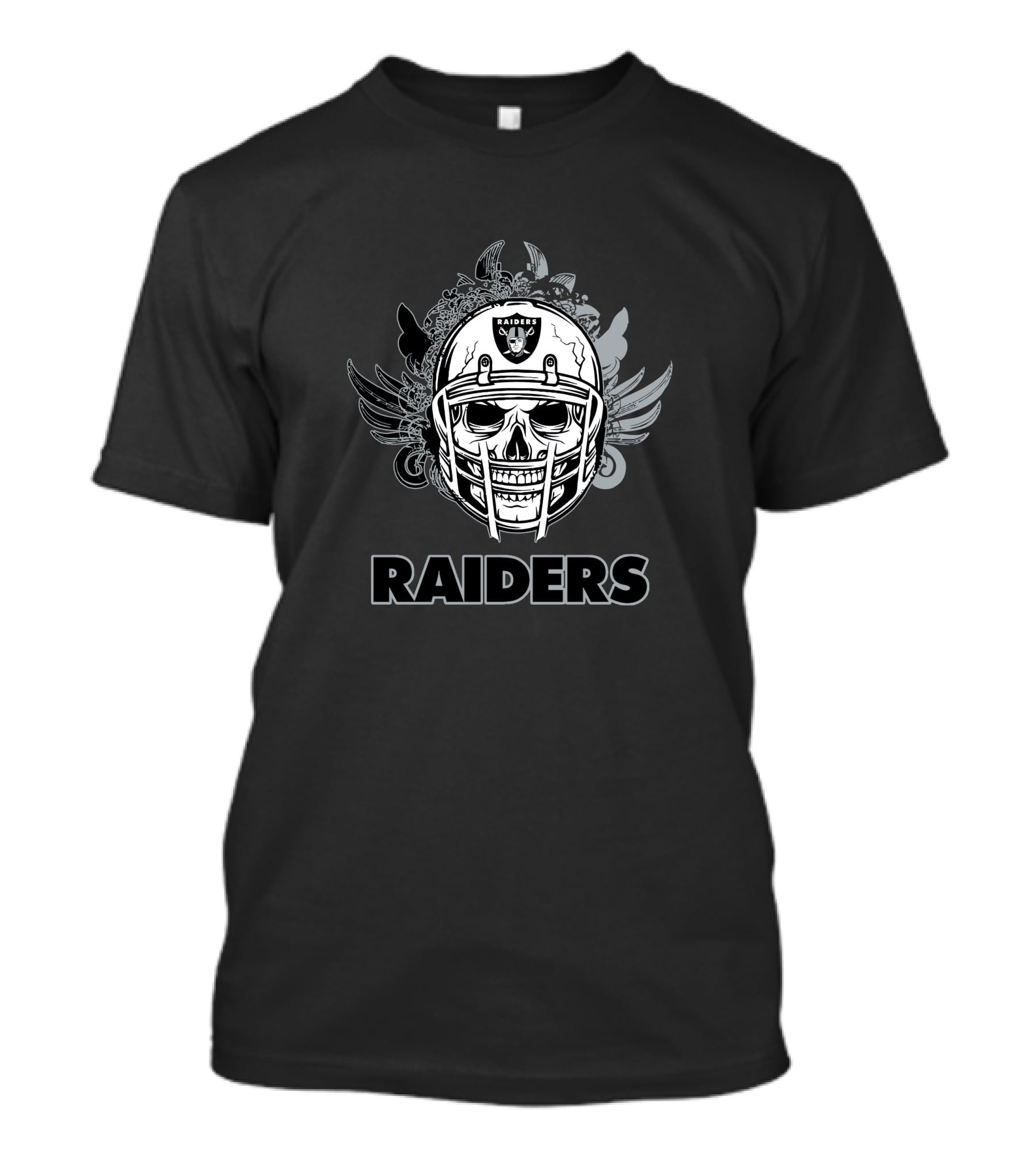 Las Vegas Raiders Skull Helmet With Wings And Floral Elements T-Shirt