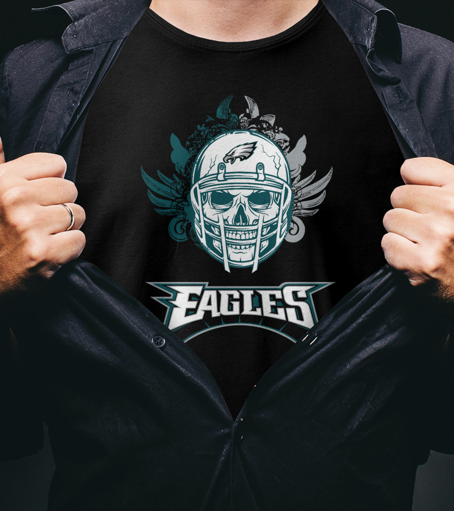 Eagles Skull Helmet With Wings T-Shirt