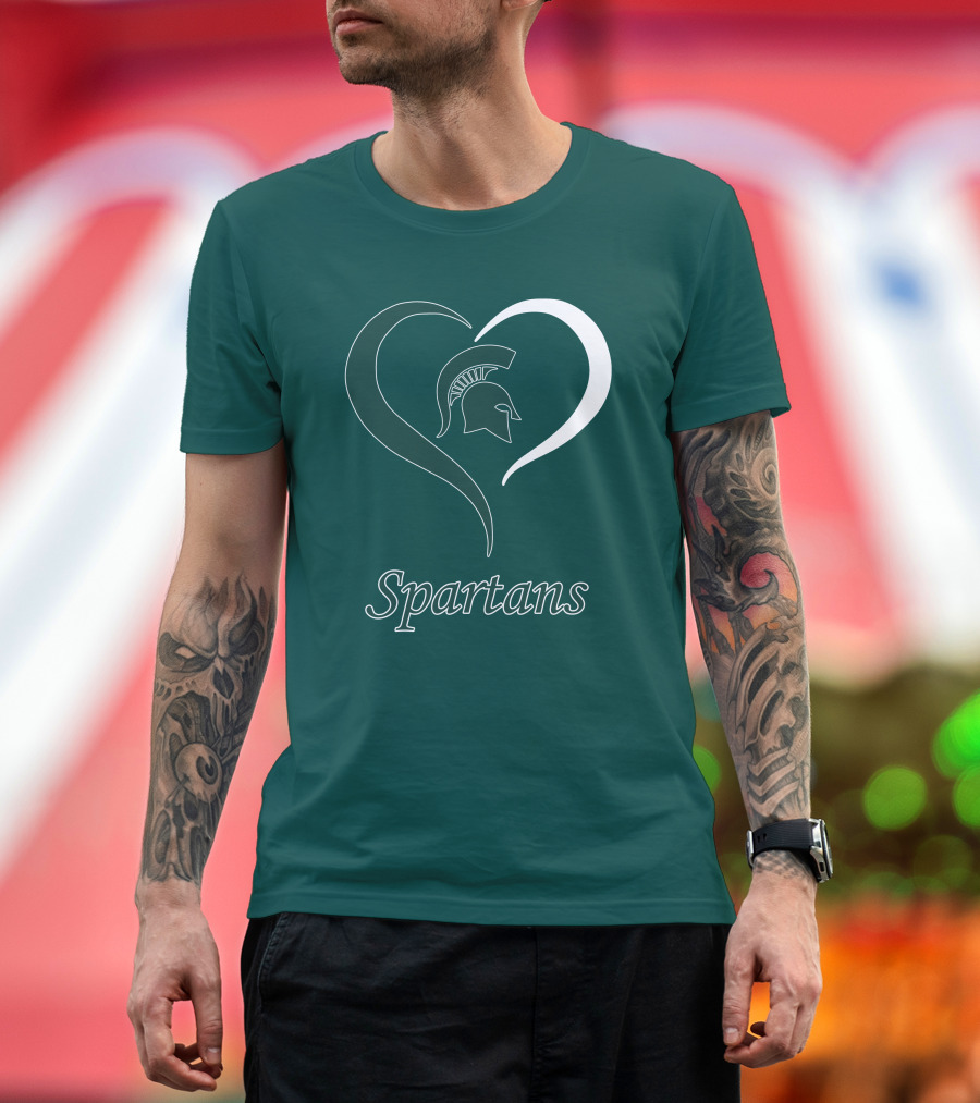 Spartans Heart Michigan State Spartan Helmet T-Shirt
