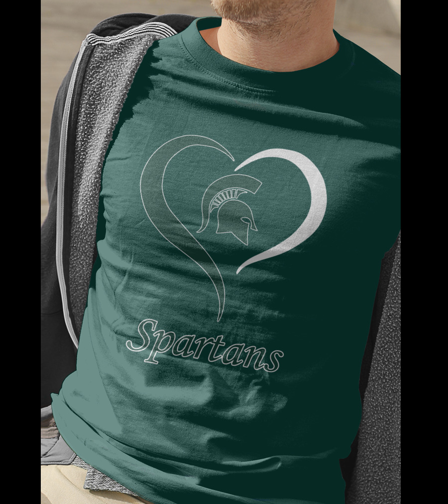 Spartans Heart Michigan State Spartan Helmet T-Shirt