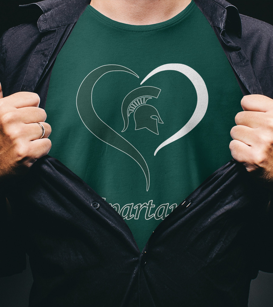 Spartans Heart Michigan State Spartan Helmet T-Shirt