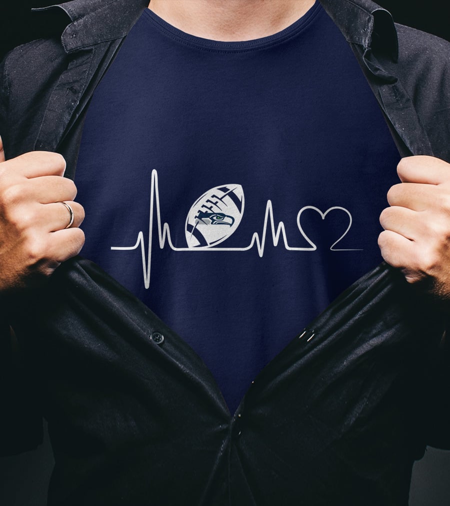 Seattle Seahawks Heartbeat Football T-Shirt