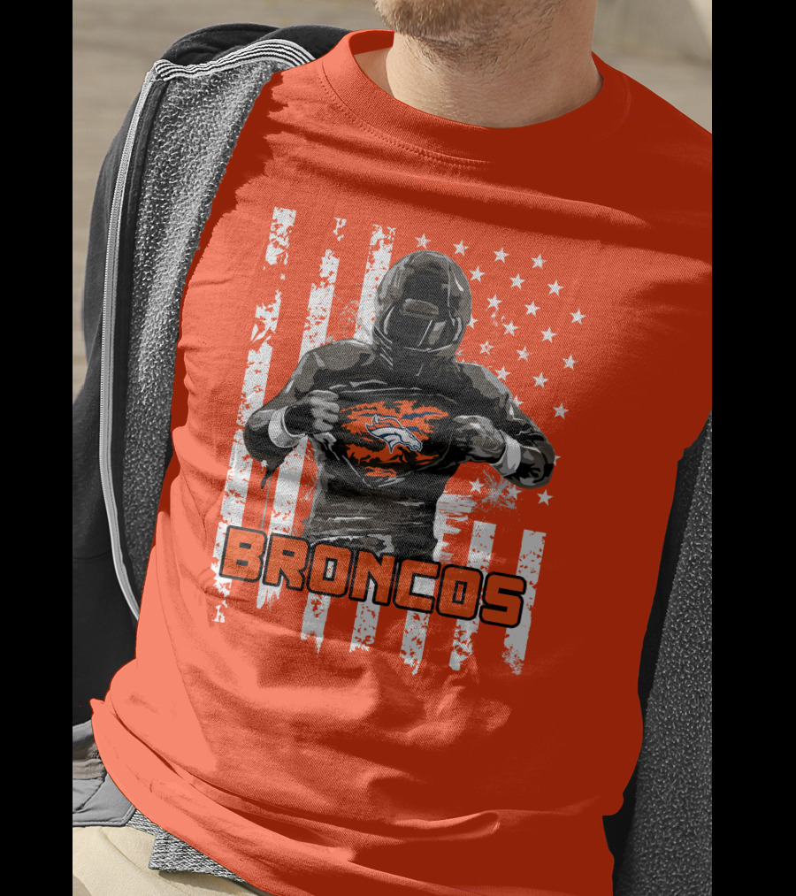 Denver Broncos Football Player American Flag T-Shirt