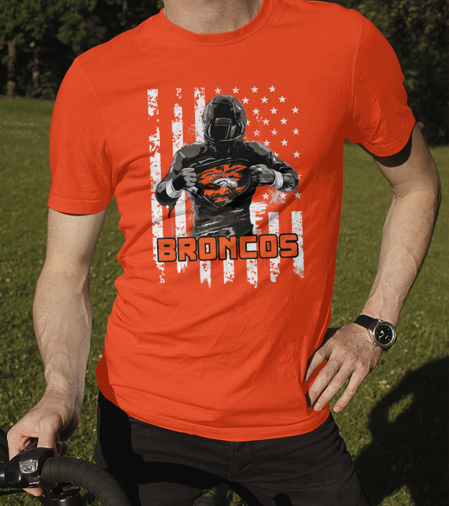 Denver Broncos Football Player American Flag T-Shirt