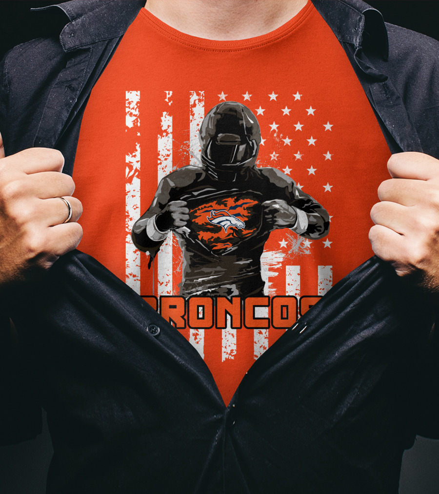Denver Broncos Football Player American Flag T-Shirt
