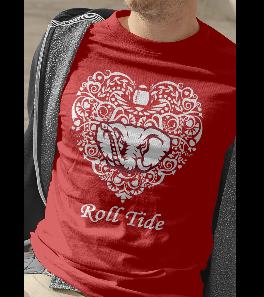 Roll Tide Alabama Crimson Tide Heart T-Shirt
