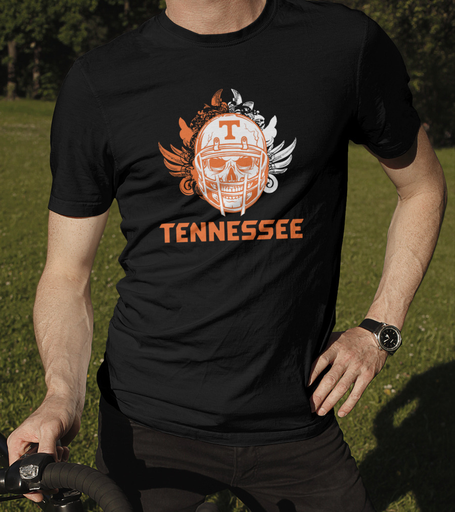 Tennessee Volunteers Skull Helmet Football Wings T-Shirt