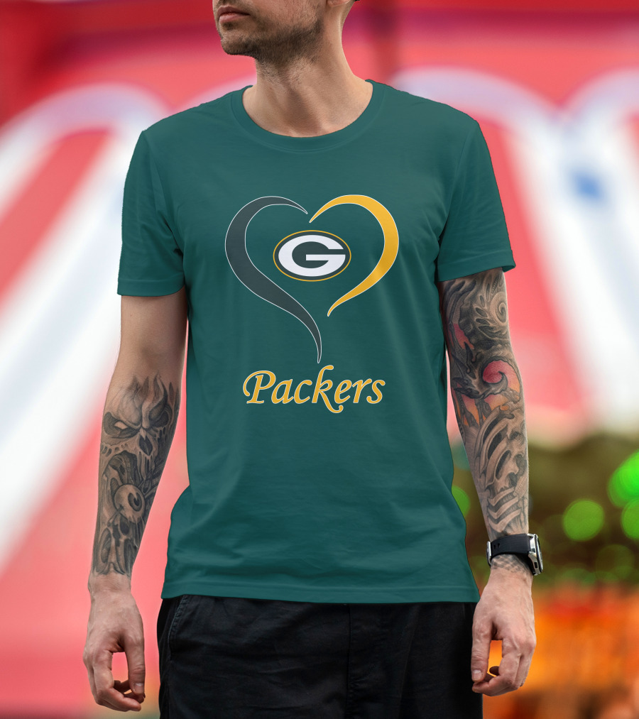 Green Bay Packers Heart Symbol Packers T-Shirt