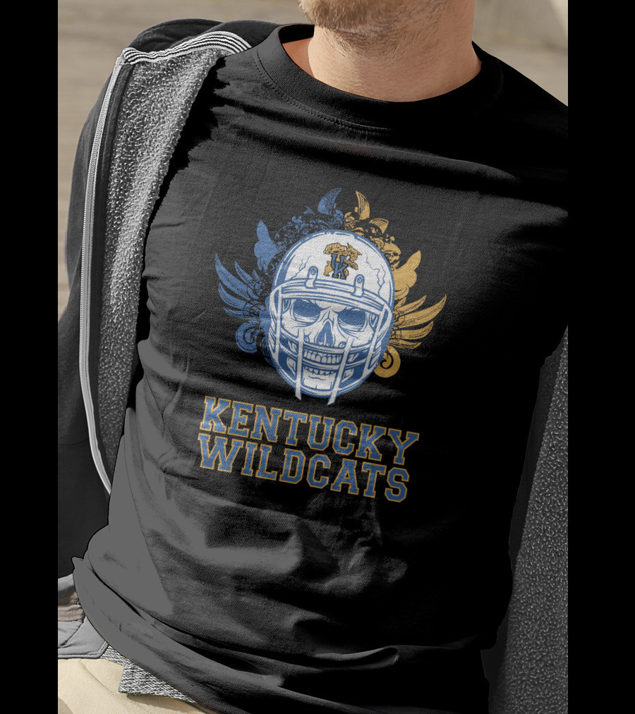 Kentucky Wildcats Skull Football Helmet T-Shirt