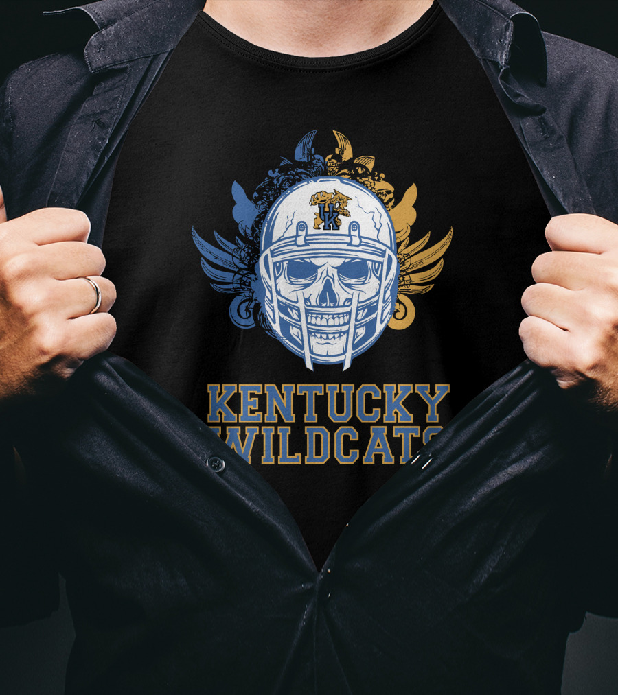 Kentucky Wildcats Skull Football Helmet T-Shirt