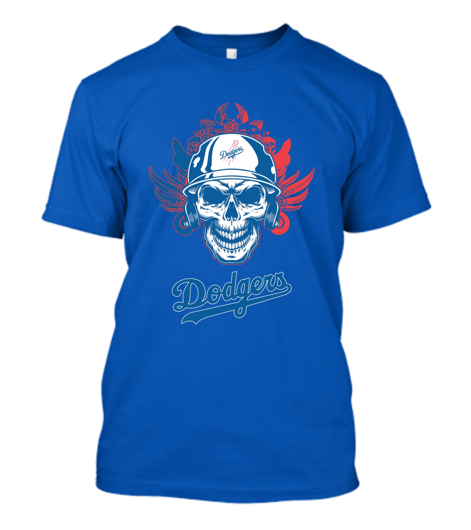 Dodgers Skull With Wings And Helmet T-Shirt