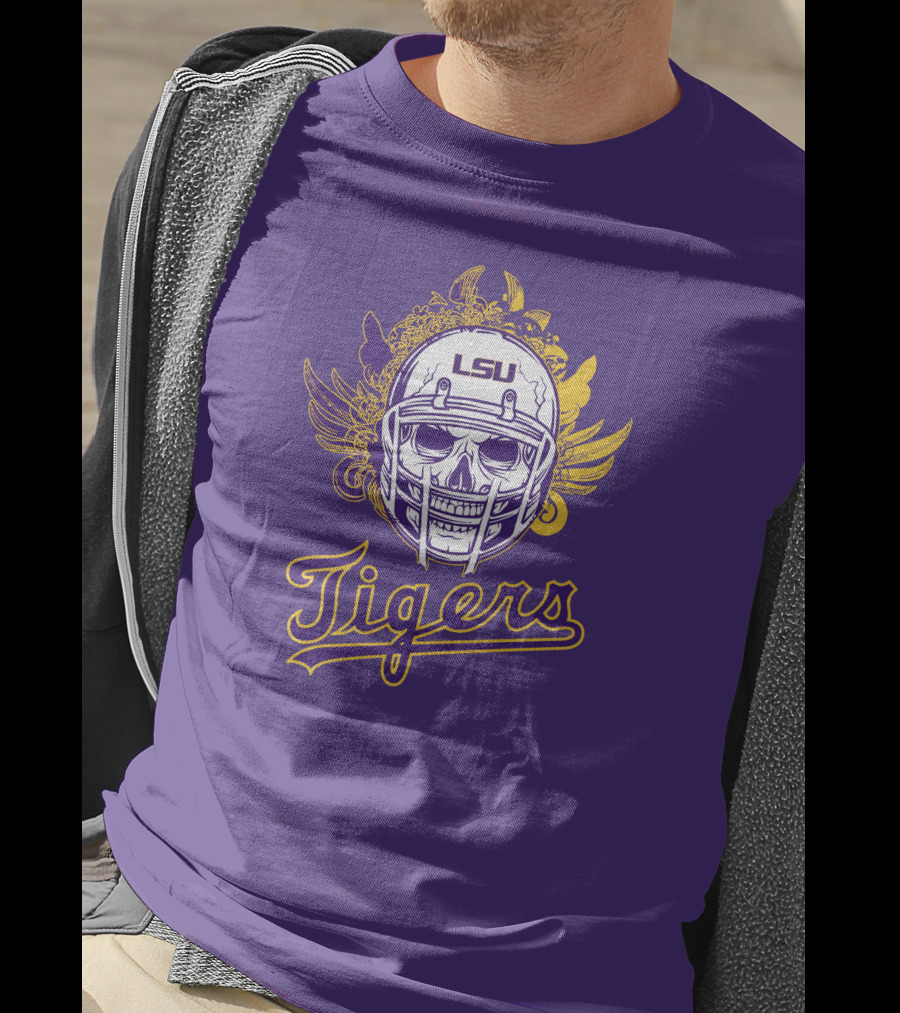 LSU Tigers Skull Helmet With Wings T-Shirt