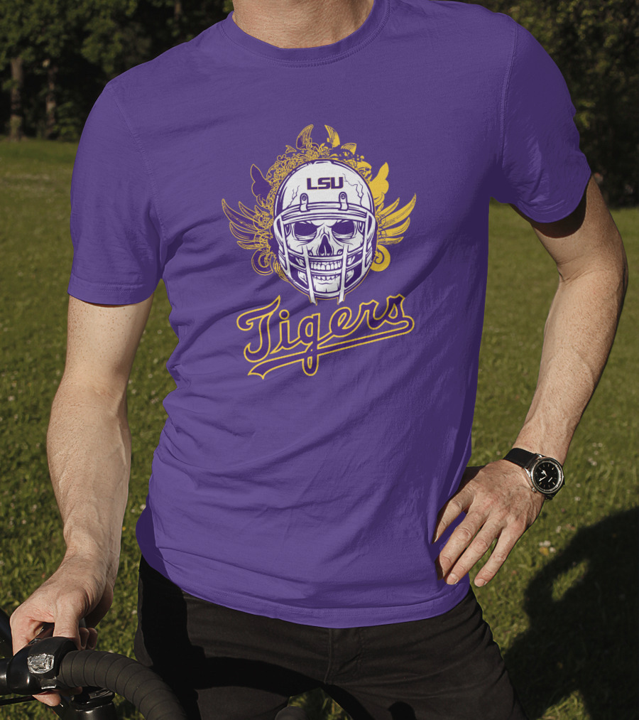 LSU Tigers Skull Helmet With Wings T-Shirt