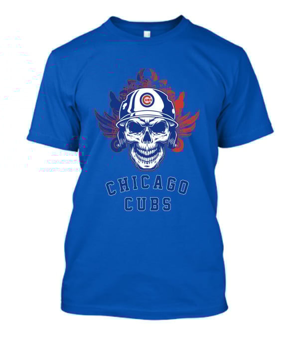 Chicago Cubs Skull Logo With Helmet And Wings T-Shirt