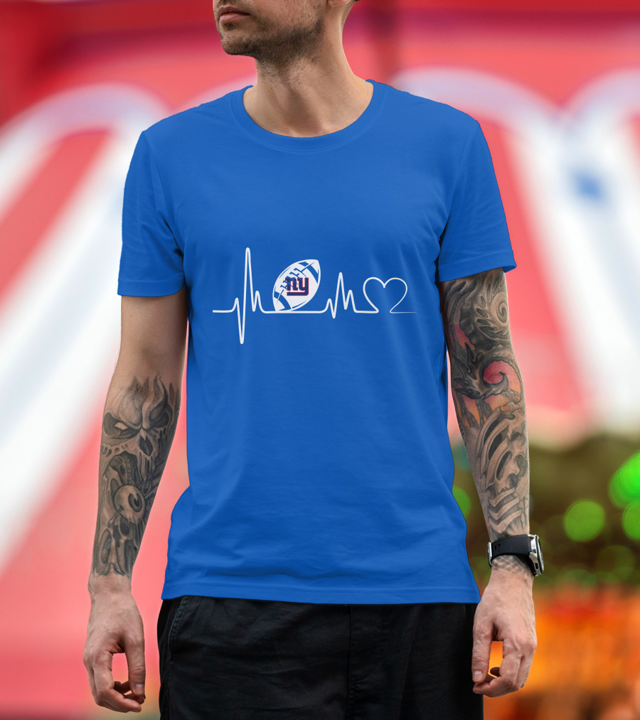 New York Giants Heartbeat Football T-Shirt