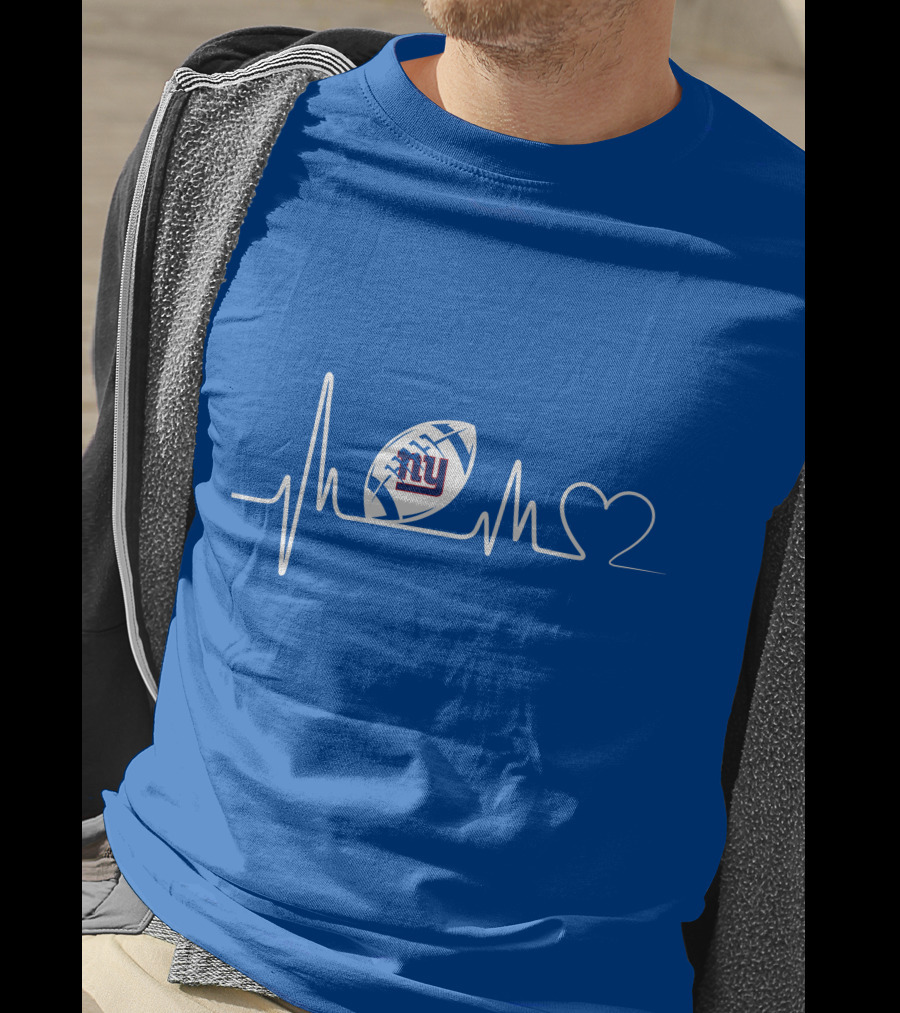 New York Giants Heartbeat Football T-Shirt