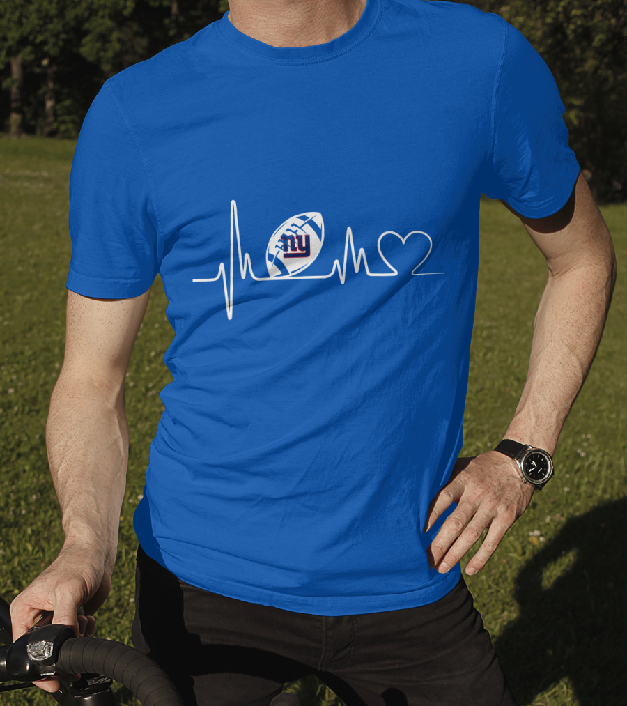 New York Giants Heartbeat Football T-Shirt