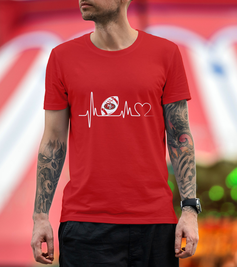 San Francisco 49ers Heartbeat Football Icon T-Shirt