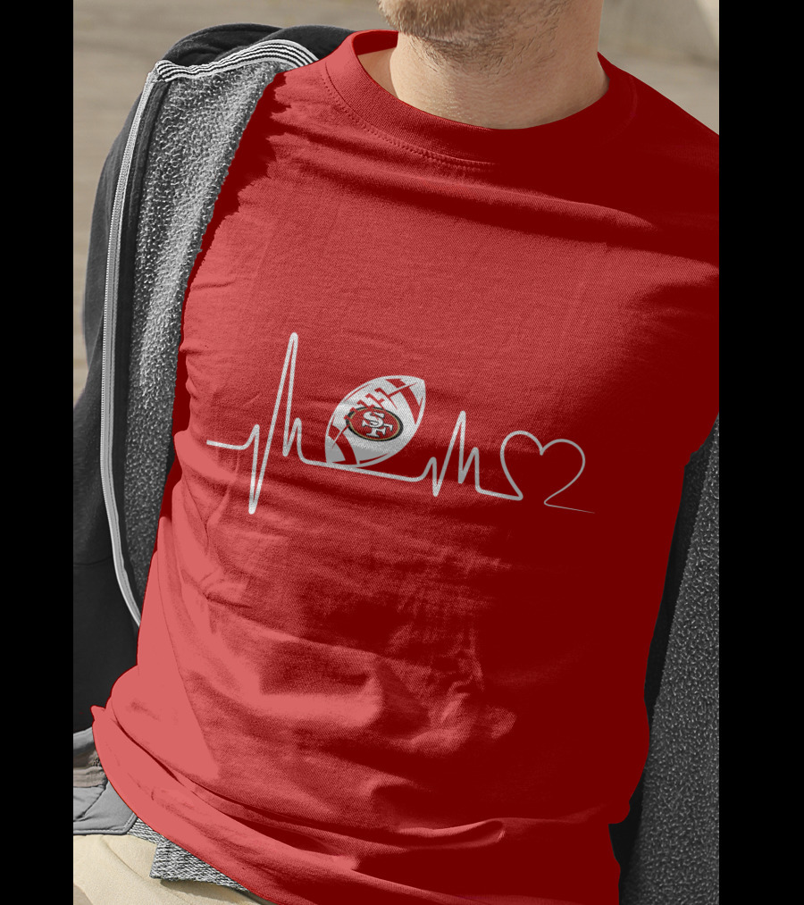 San Francisco 49ers Heartbeat Football Icon T-Shirt