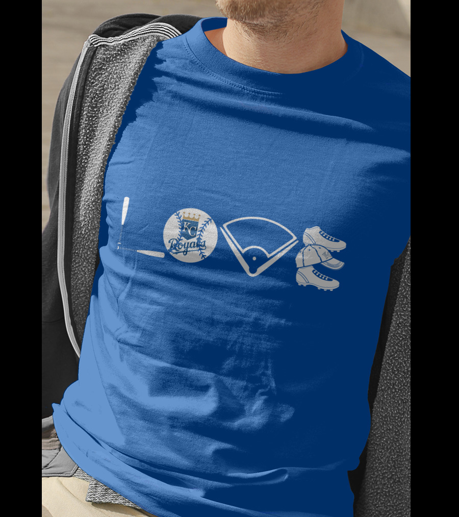 Love Kansas City Royals Baseball Bat Ball Home Plate Cleats T-Shirt