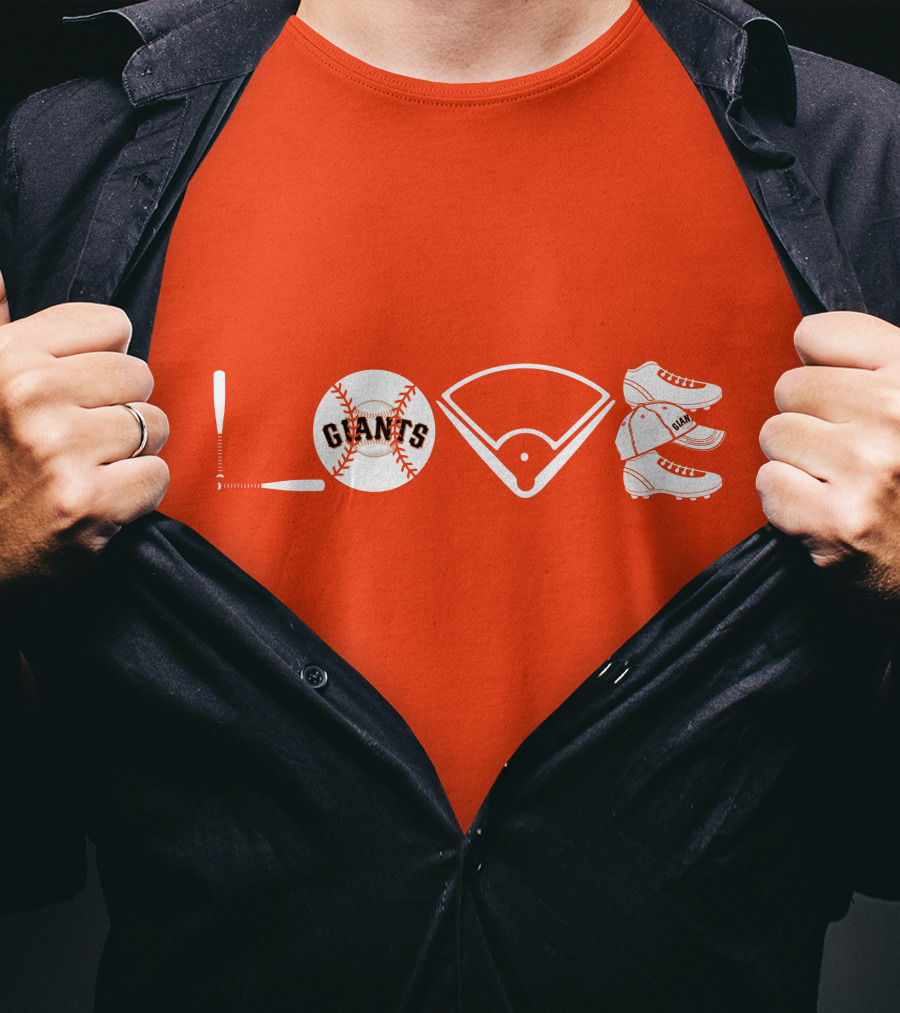 Love San Francisco Giants Baseball Giants Cleats Homeplate Bat T-Shirt