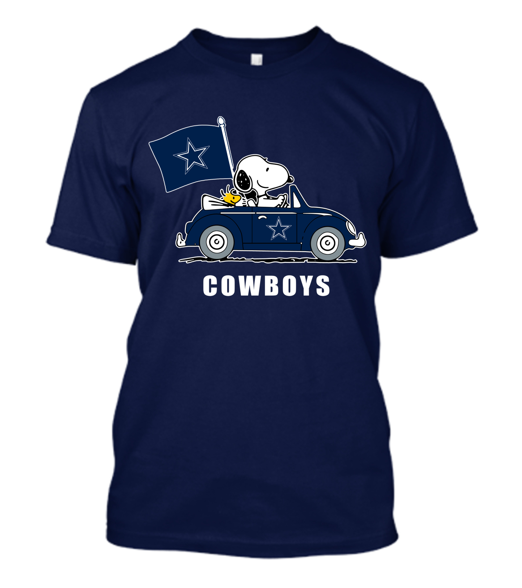 Cowboys Snoopy Dallas Cowboys Flag Peanuts Woodstock Car Blue Star T-Shirt