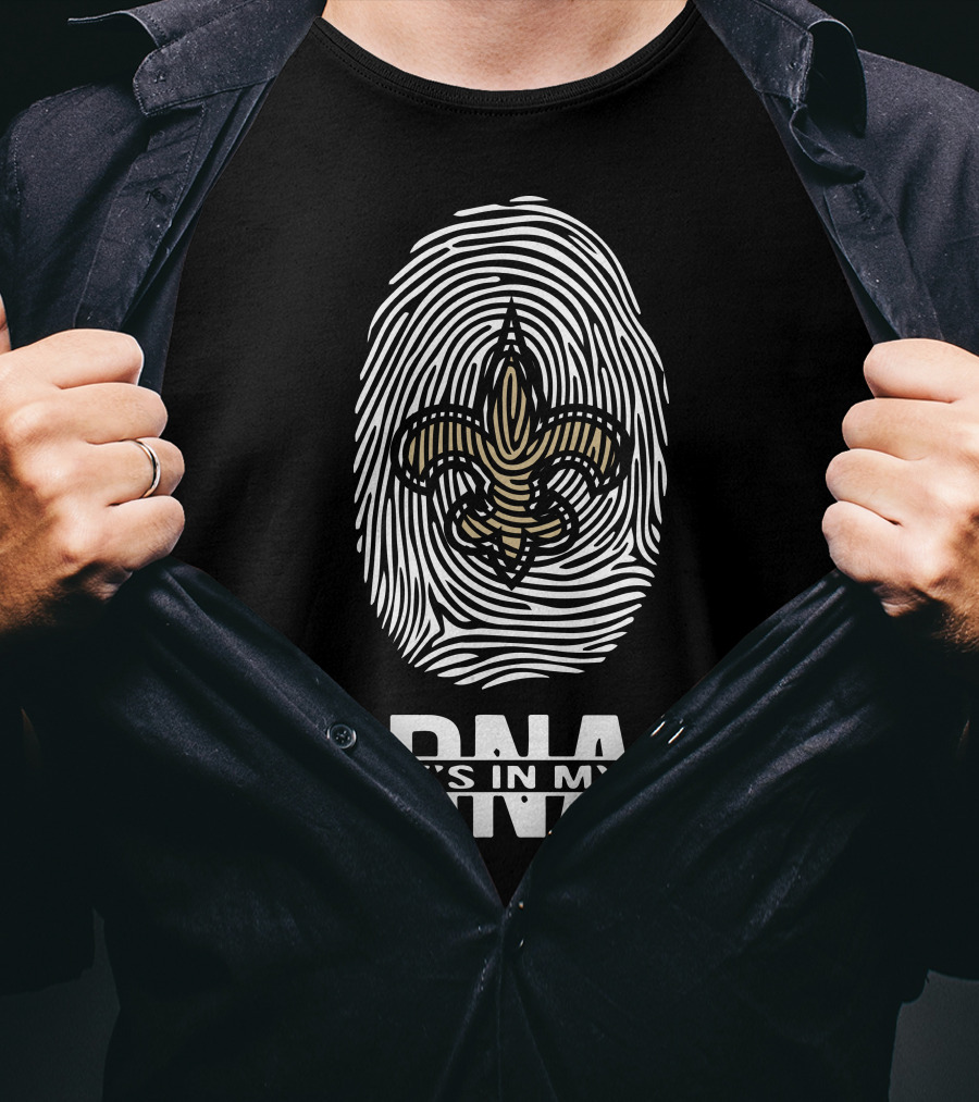 New Orleans Saints It's In My Dna Fingerprint Fleur-De-Lis T-Shirt